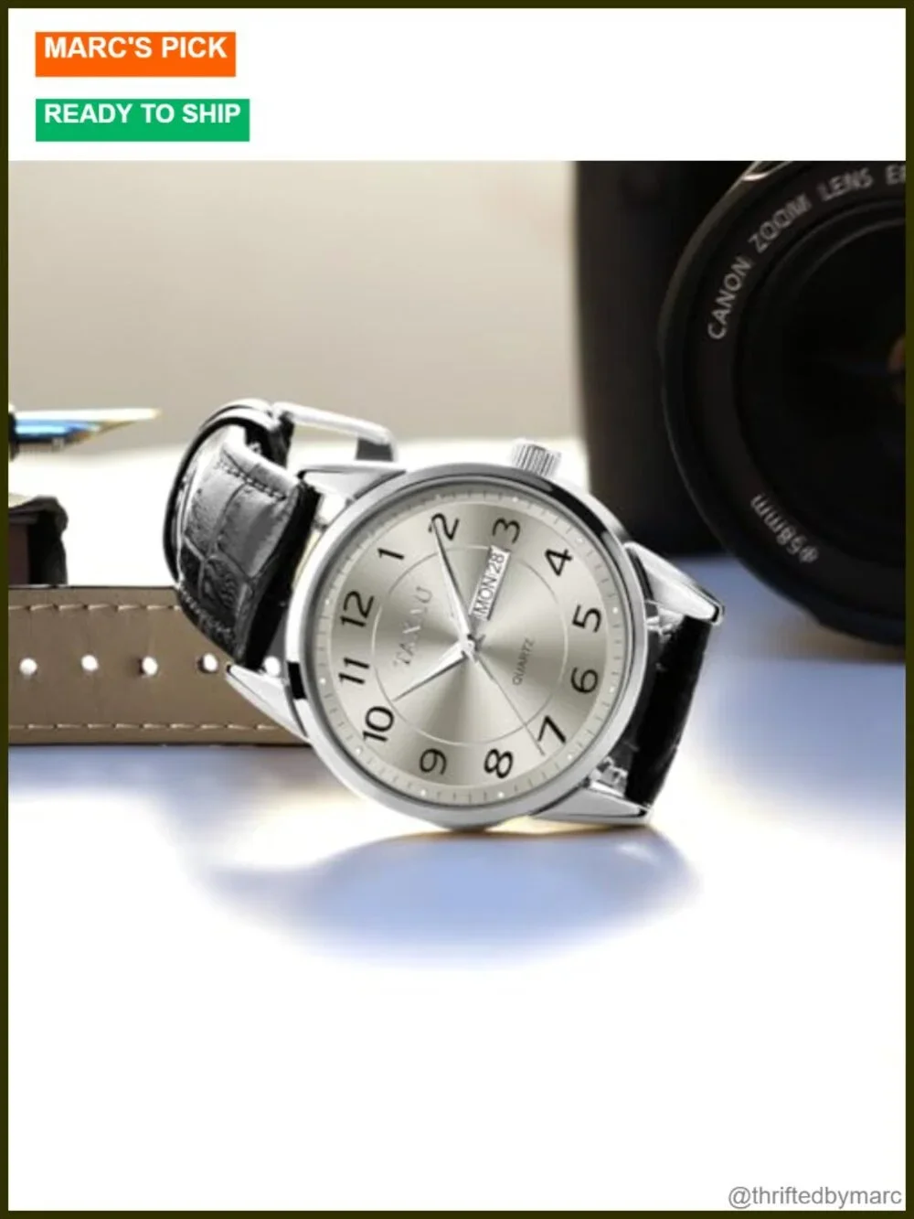 Luxury Analog Quartz Watch Men's Classic Leather Strap Day Date Water Resistant